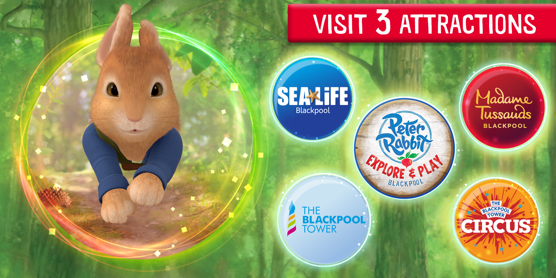 Peter Rabbit Explore and Play Blackpool plus three Blackpool Attractions